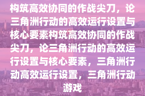 构筑高效协同的作战尖刀，论三角洲行动的高效运行设置与核心要素构筑高效协同的作战尖刀，论三角洲行动的高效运行设置与核心要素，三角洲行动高效运行设置，三角洲行动游戏
